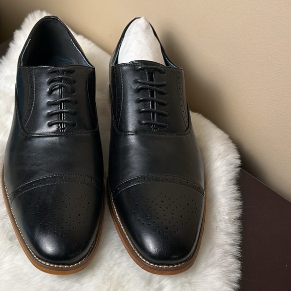 Sean Alan shoes,men,NEW,size12. Black oxford phoenix cap toe,brown /tan heel - Picture 4 of 13